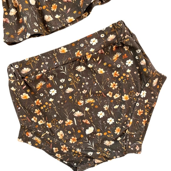 🇨🇦 Little Eyes Auburn Bloom Bamboo Peplum Set - Peplum Top & Bummies - Picture 5 of 6